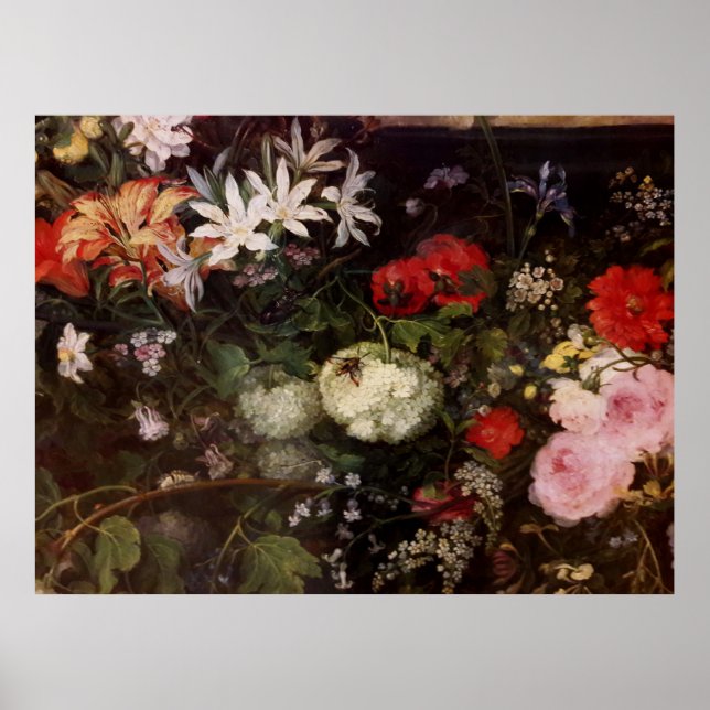 Poster Madonna dans une couronne florale (Devant)