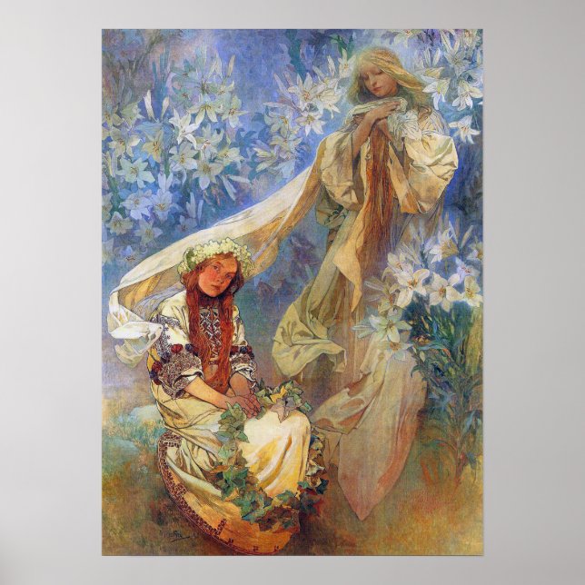 Poster Madonna des Lilies, Alphonse Mucha Art (Devant)