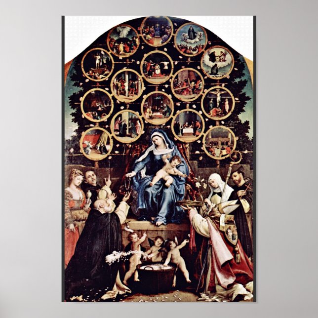 Poster Madonna Du Rosaire Par Lotto Lorenzo (Best Quali (Devant)