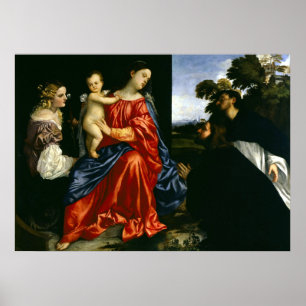Poster Madonna et l'enfant avec Sts Catherine et Dominic