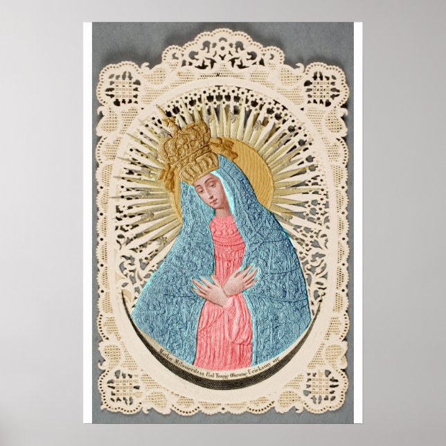 Poster Madonna Reine du Ciel sur dentelle (Devant)