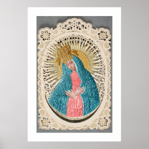 Poster Madonna Reine du Ciel sur dentelle