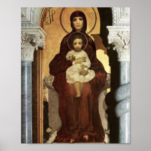Poster Madonna tenant le bébé Jésus sur le trône