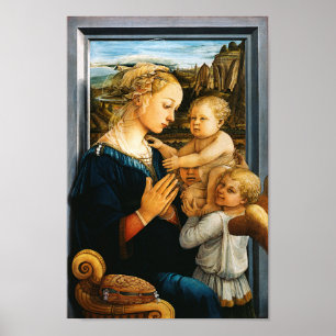 Poster Madonna with child and two Angels, Filippo Lippi