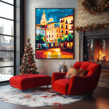 Madrid Cityscape Iconic en style Fauvist Abstrait