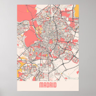 Poster Madrid - Espagne Carte de la ville de Chalk