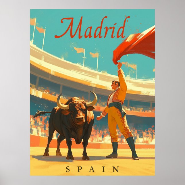 Poster Madrid, Espagne Charme Vintage (Devant)