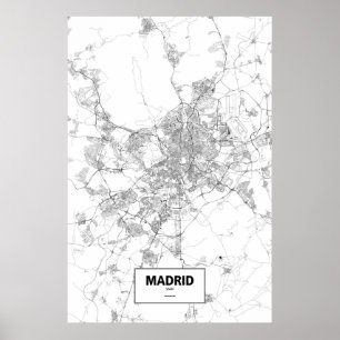 Poster Madrid, Espagne (noir sur le blanc)