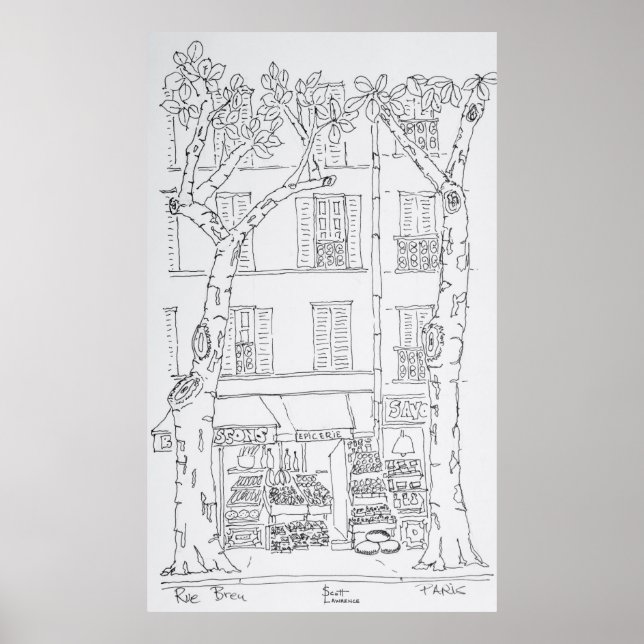 Poster Magasin d'alimentation | Rue Brea, Paris, France (Devant)
