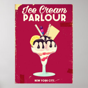 Poster Magasin de Glaces Vintage Ancien Enseigne