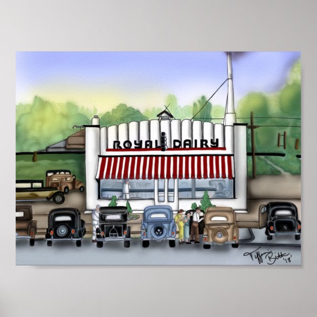 Poster "Magasin de lait et de crème glacée de Grand-Père" (Devant)
