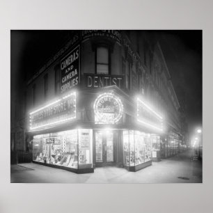 Poster Magasin faisant le coin la nuit Night, 1920. Photo