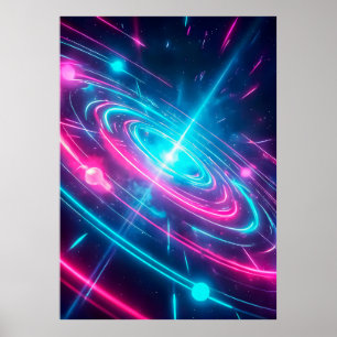 Poster Magenta Cyan Néo Cosmique Vibrant Pouls