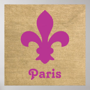 Poster Magenta Parisien Ambiance Fleur de Lys