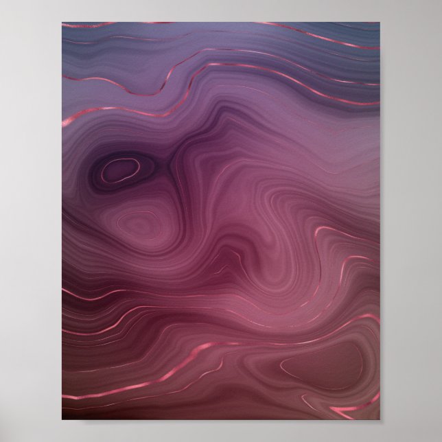 Poster Magenta Strata | Agate mauve rose et mauve (Devant)