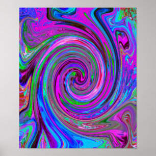 Poster Magenta Swirl coloré Retro Design abstrait