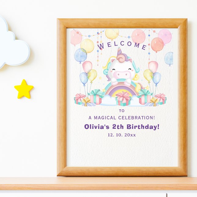 Poster Magical cute unicorn girl birthday celebration (Créateur téléchargé)