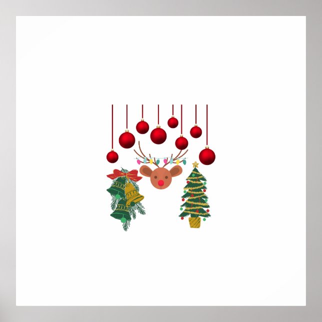 Poster Magical Reindeer Bells and Christmas Tree Design  (Devant)