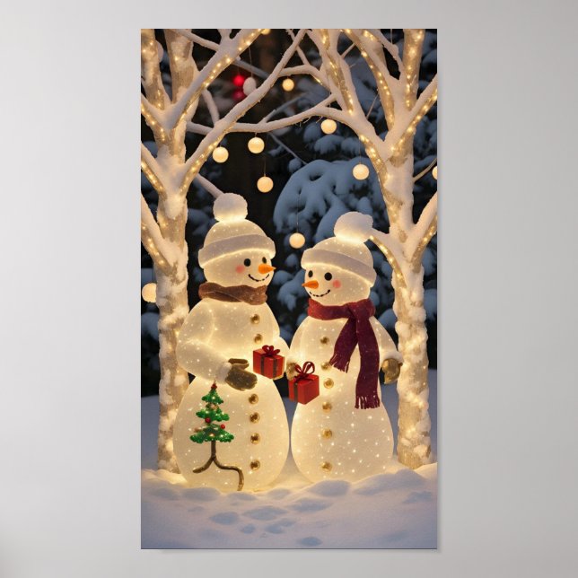 Poster Magical Snowman Christmas Lights (Devant)