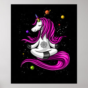 Poster Magical Unicorn Yoga Zen Space Meditation