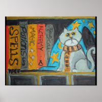 Magical Wizard Folk Art Chat Peinture épique
