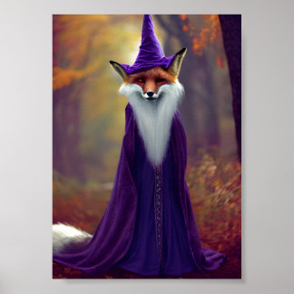 Poster Magicien majestueux Fox portant une robe de sorciè