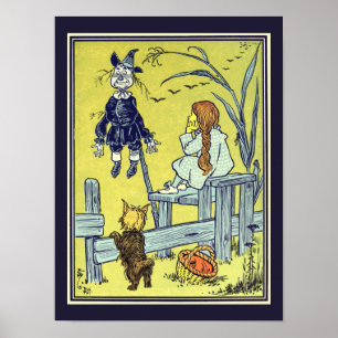 Poster Magicien vintage d'Oz, Dorothy Toto rencontre l'ép