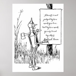 Poster Magicien vintage d'Oz, l'Homme de Fer-Blanc lisant