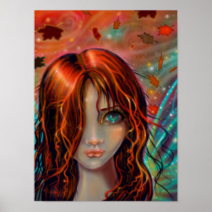 Poster Magie de la fantaisie d'automne Art de fée 12 x 16