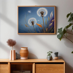 Poster Magie des Dandelions dans Nightsky AI Art Peinture