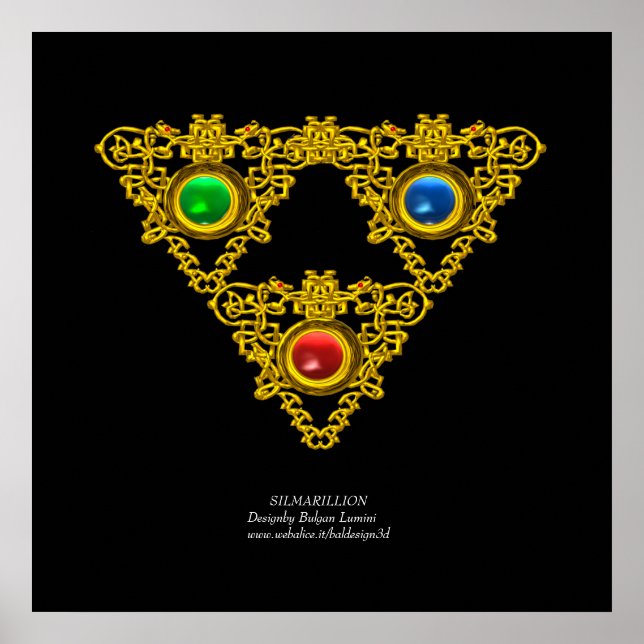 POSTER MAGIQUE ELFIC TALISMAN /GOLD TRIANGLE AVEC GEMSTON (Devant)