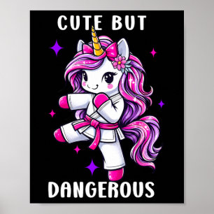 Poster Magique Mignonne mais dangereuse Unicorn Karate Ta