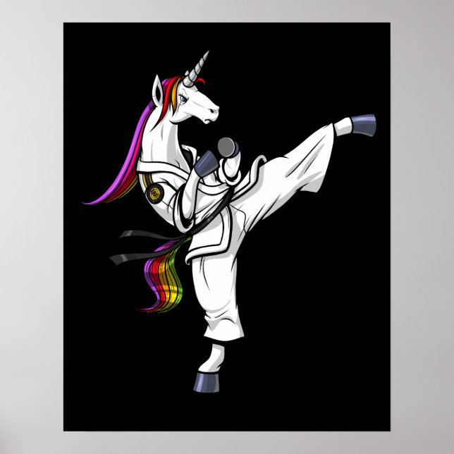 Poster Magique Unicorne Ninja Karate Funny Martial Arts (Devant)