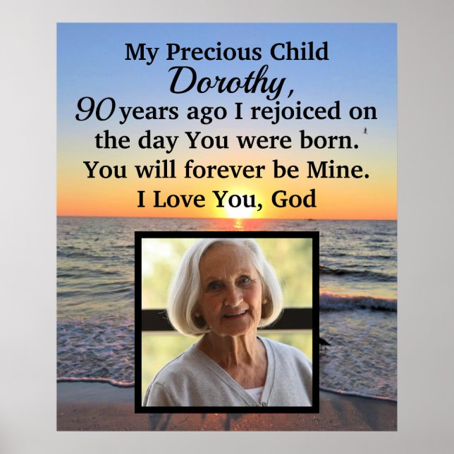 POSTER MAGNIFIQUE 90E ANNIVERSAIRE PHOTO PERSONNALISÉE (Devant)