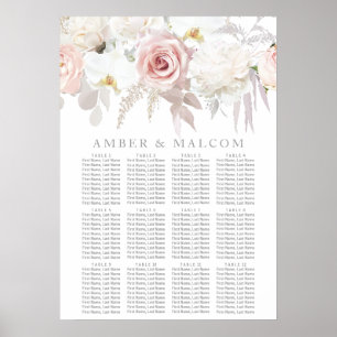 Poster Magnifique Blush Floral Mariage Carte de siège