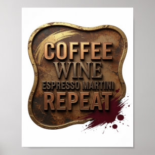 Poster Magnifique café VIN ESPRESSO MARTINI COCKTAIL OR R