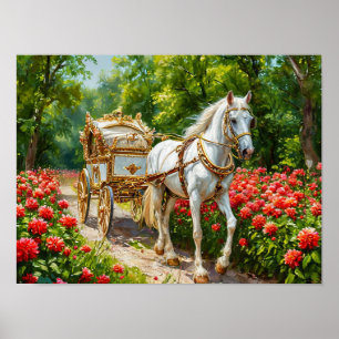 Poster Magnifique cheval et transport