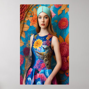 Poster Magnifique dame avec tatouage