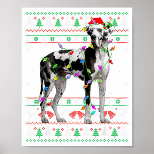 Poster Magnifique Danois Harlequin Chien de Noël Sweat Ug