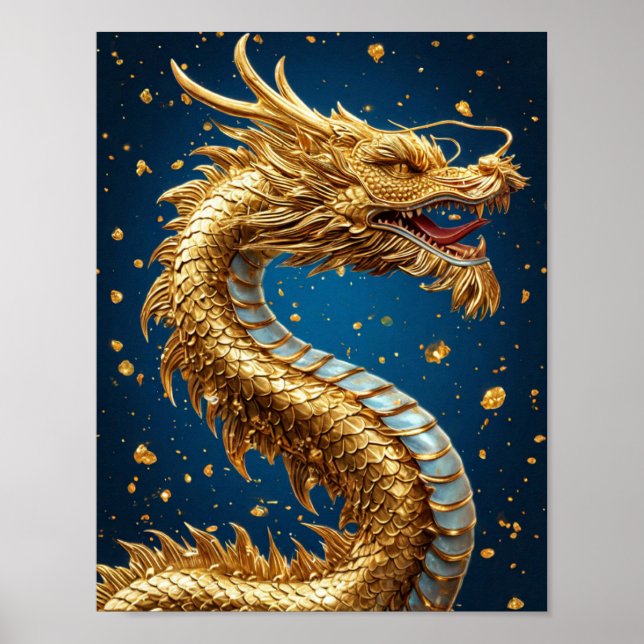 Poster Magnifique dragon d'or (Devant)