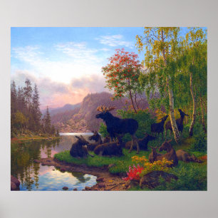 Poster Magnifique élan dans un paysage suédois d'automne