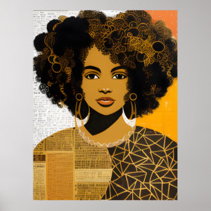 Poster Magnifique femme afro-américaine aux cheveux boucl