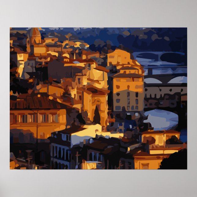 Poster Magnifique Florence Italie Coucher de soleil (Devant)