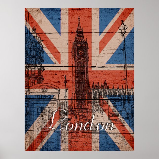 Poster Magnifique grunge en bois cool tendance U.k. Fanio (Devant)