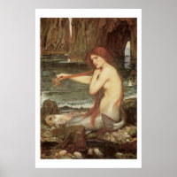 Magnifique Mermaid D'Art Victorien Imprimé
