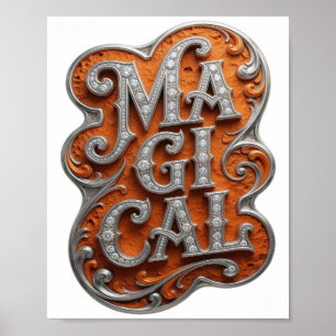 Poster Magnifique Motif Artistique Magique en Argent