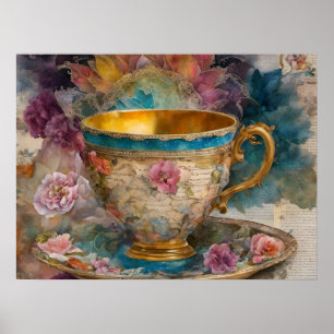 Poster Magnifique Teacup Mélange De Peinture Média