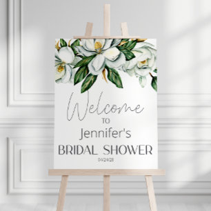 Poster Magnolia Blanc Élégant Floral Rustique Mariage