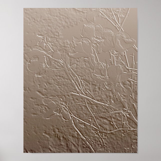 Poster Magnolia Blossoms Embossés Floral Art Design Poste (Devant)