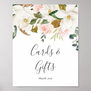 Poster Magnolia Élégante   Panneau Cartes et Cadeaux Blan